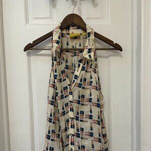 Anthropologie x Maeve sleeveless lipstick print top